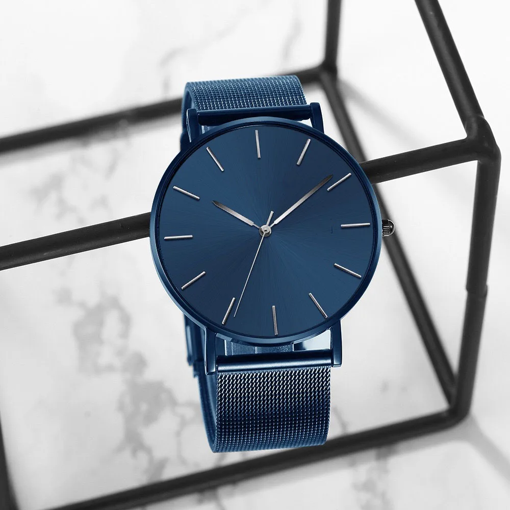 NEW Men Watch Magnetic Bracelet Ultra Thin 2025 Quartz Watch new Men Slim Mesh Steel Waterproof Sport Watch Black Relogio Masculino