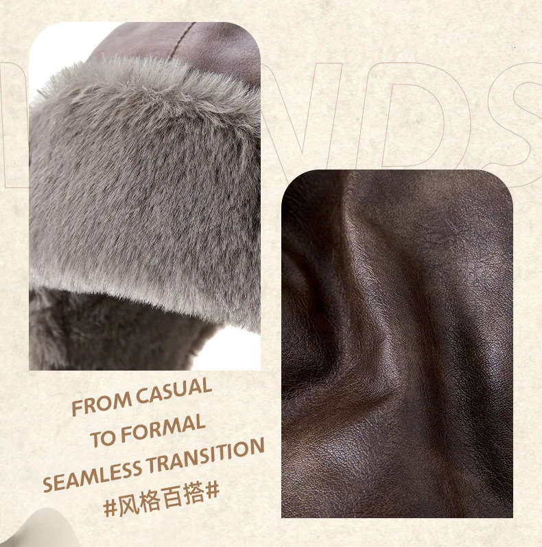 Mens Winter Hunters Pilots Cavalry Earrings Warm Russian Waterproof Ski Hat Bomber Hat Earrings Protective Dad Thick Wool Hat 241031