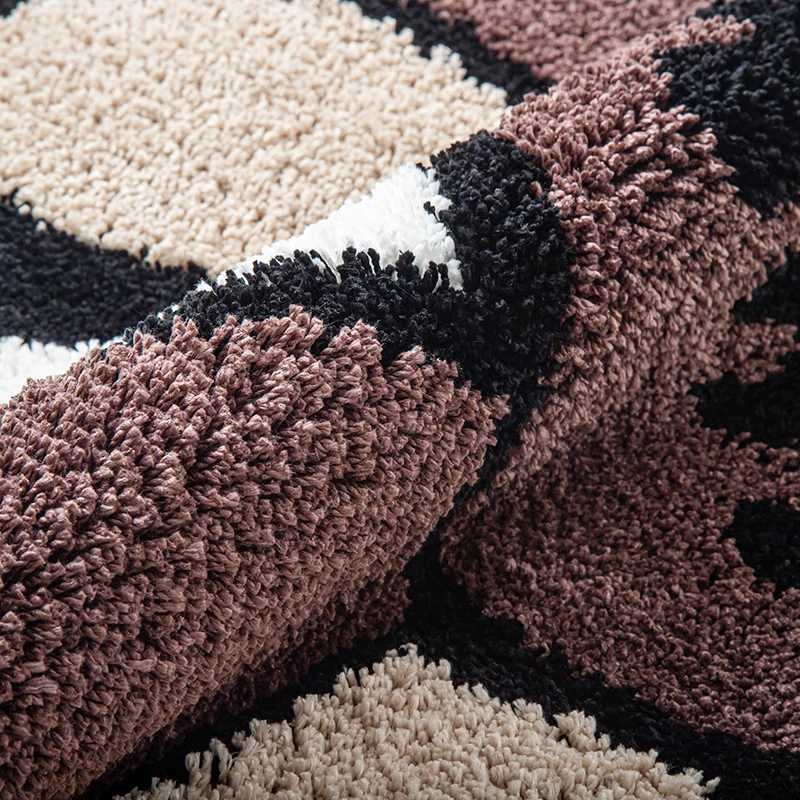 Smiling Face Tufted Rug Flower Art Rug for Bedroom Living Room Retro Rainbow Fluffy Bathroom Smile Rug Nonslip Mat Home DecorXJ241101