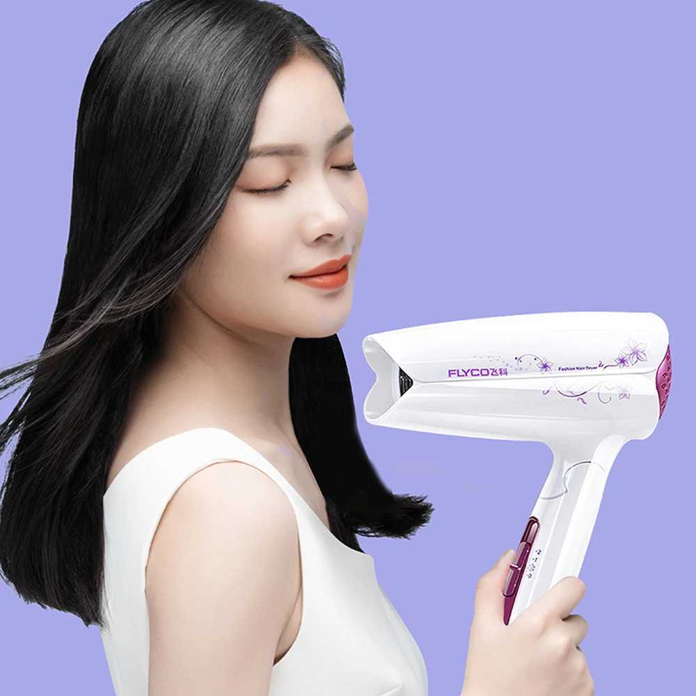 Hair Dryers FLYCO Hair Dryer Household Hair Dryer Heating and Cooling Air Hair Dryer Household Appliances High Power Hot Wind Low Noise 240401