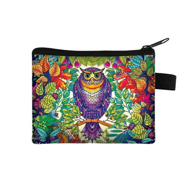 Carto Animal Owl Zero Wallet Womens Portable Card Bag Coin Key Storage Bag Hand Bag Square Bag Coin Purse Mini Bag PochetteXJ241111