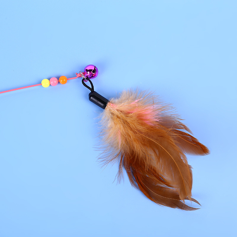 Funny Cat Toys Colored Metal Wire With Feather Bells Handheld Interactive Cat Teasing Stick Mouse Plush Ball Pet Supplies