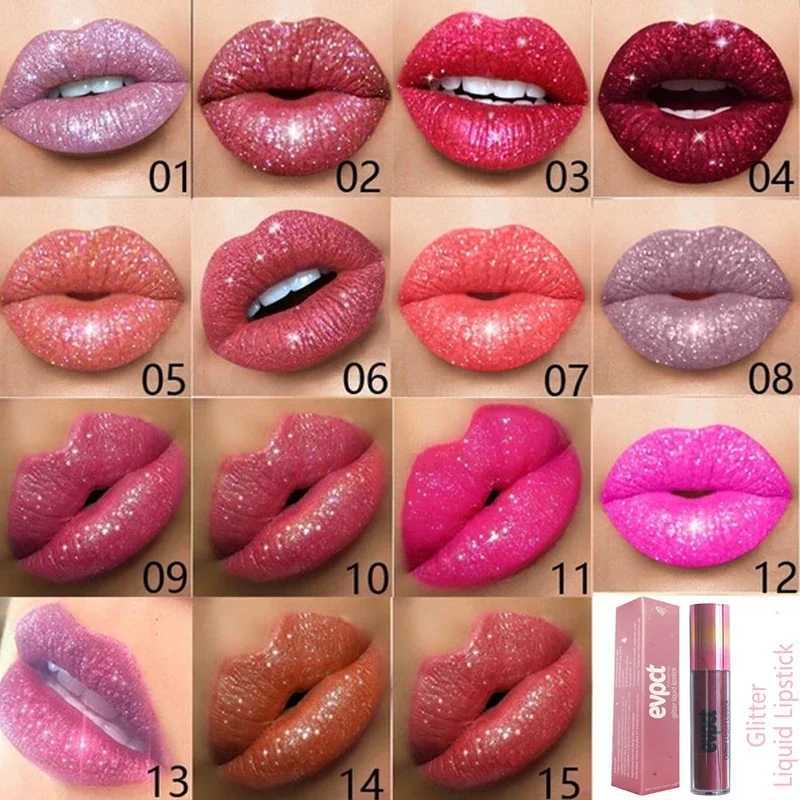 15 color sexy shimmer diamond glitter lip gloss matte liquid lipstick durable waterproof pearl velvet lip gloss lipstick W241101