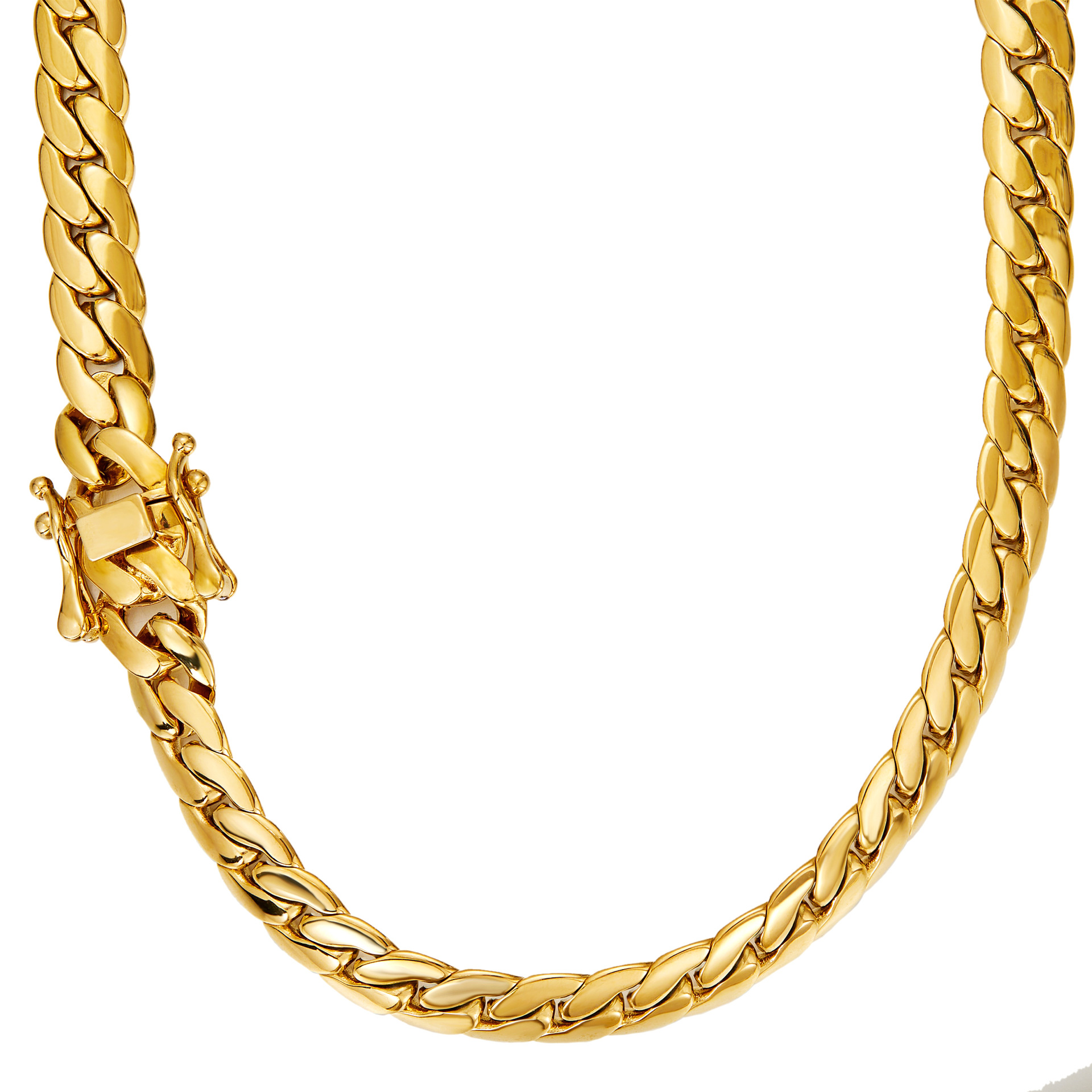 Snake Stainless Steel Miami Cuban Chain Necklace Bracelets Simple Clasp Jewelry