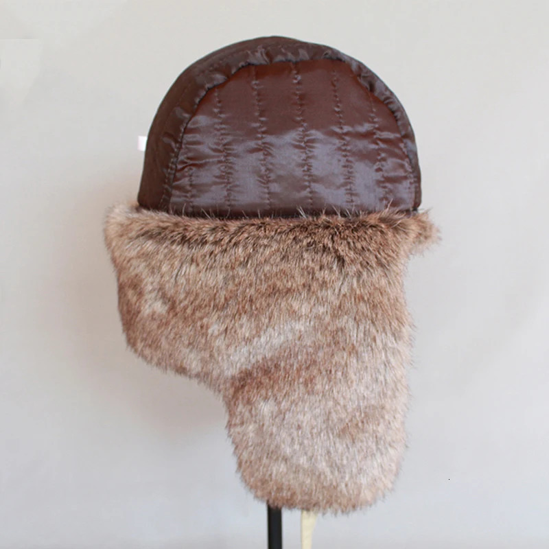 Neutral winter warm Russian hat faux fur trap hat mens windproof bomber hat Usanka earmuffs 241031