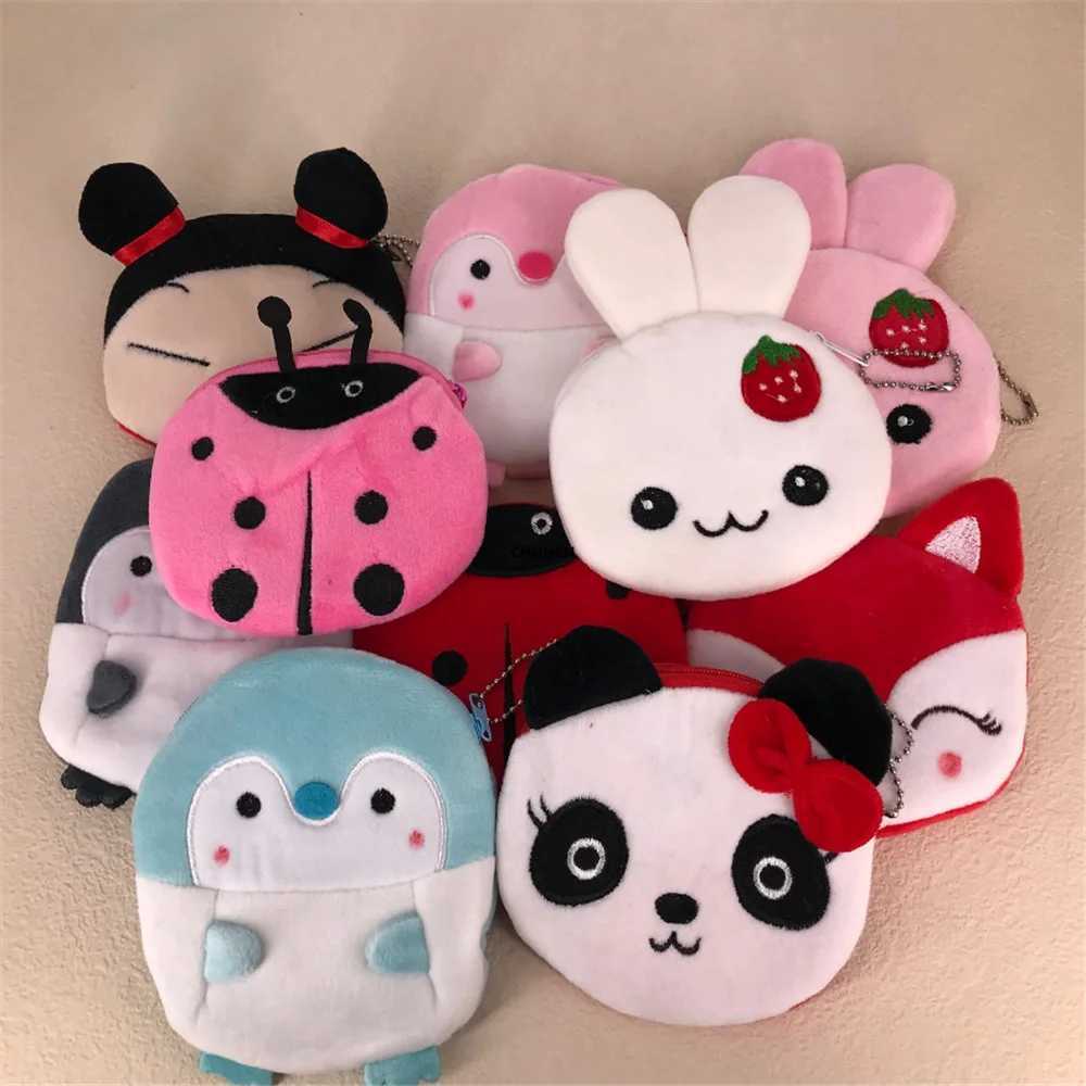 Multi-Colors Panda Rabbit Penguin 10-11CM Plush Purse Key Chain Plush Coin BagXJ241111