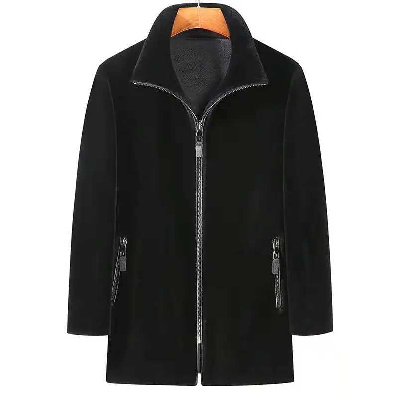Mens mink coat imitation sheep shear coat mens mink midlength leisure windbreaker middle-aged jacket tideXJ241102