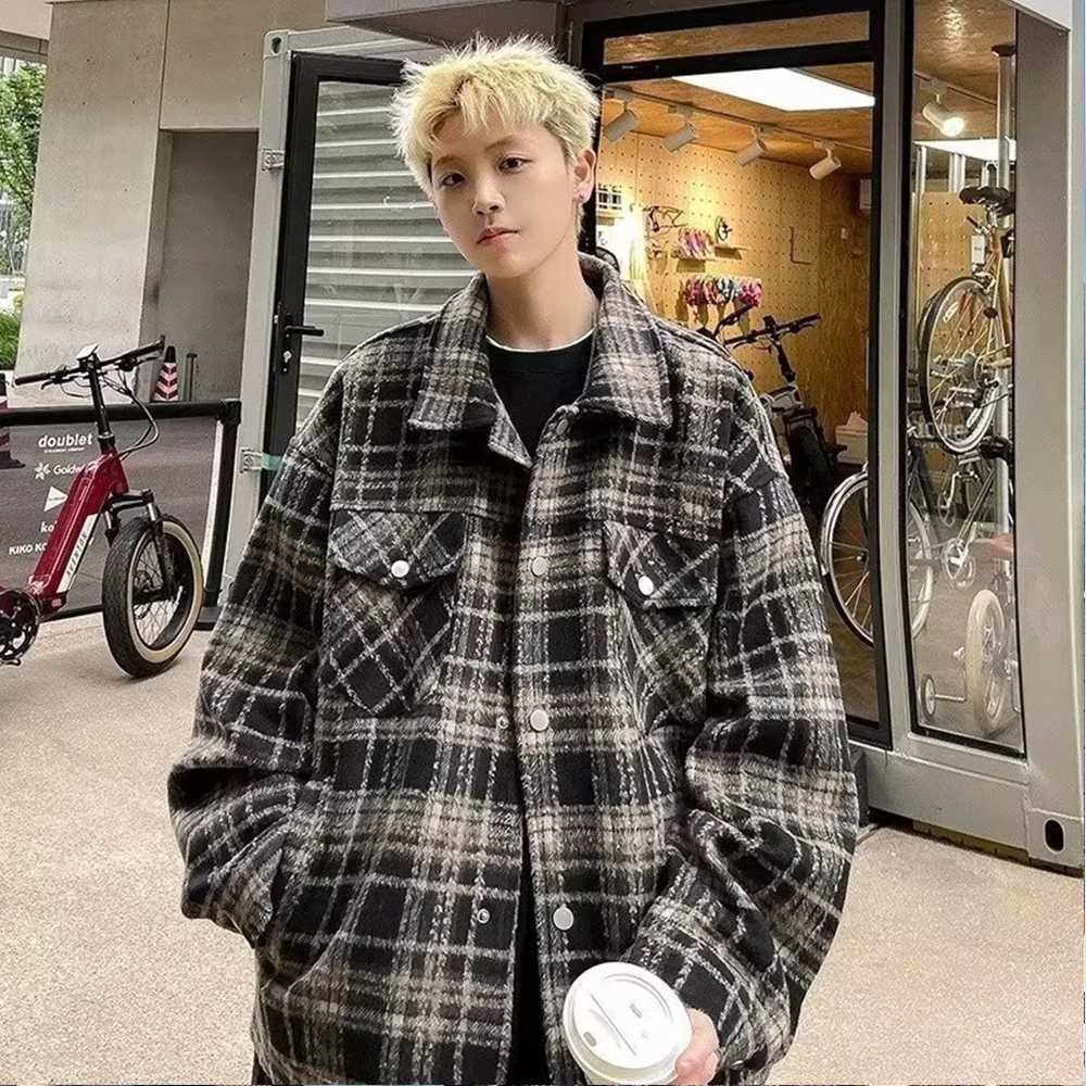 Autumn plain weave shirt jacket mens casual mens collar jacket W241102