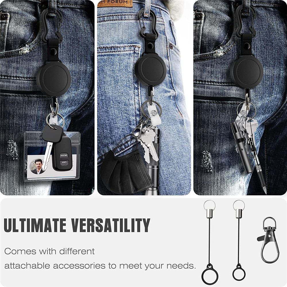 2pcs Retractable Badge Reel Id Lanyard Name Tag Card Badge Holder Reels Recoil Belt Key Ring Badge Clips Card Holder Keychain