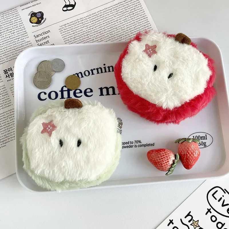 11cm Kaii Carto Mini Apple Plush Zero Wallet Cute Red Apple Fruit Coin Purse Kids Wallet Headphe Key Storage Bag Girl GiftXJ241111