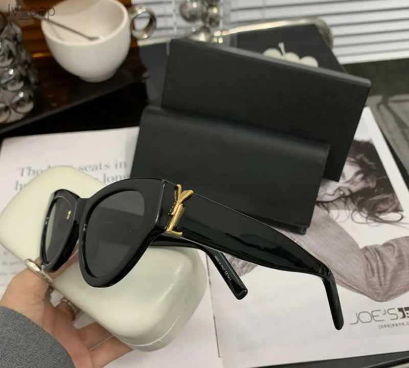 Sunglasses for Womens and Mens Designer Y Slm6090 Same Style Classic Cat Eye Narrow Frame Butterfly Glasses with Box protection UV400