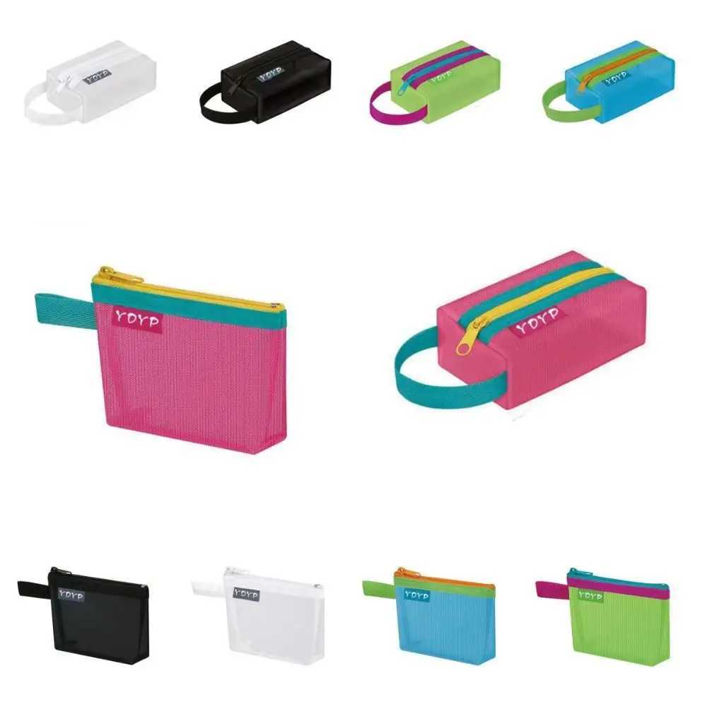 ID Holder Mesh Storage Bag Lipstick Bags Zipper Pouch Small Coin Purse Transparent File Bag Travel OrganizerXJ241111