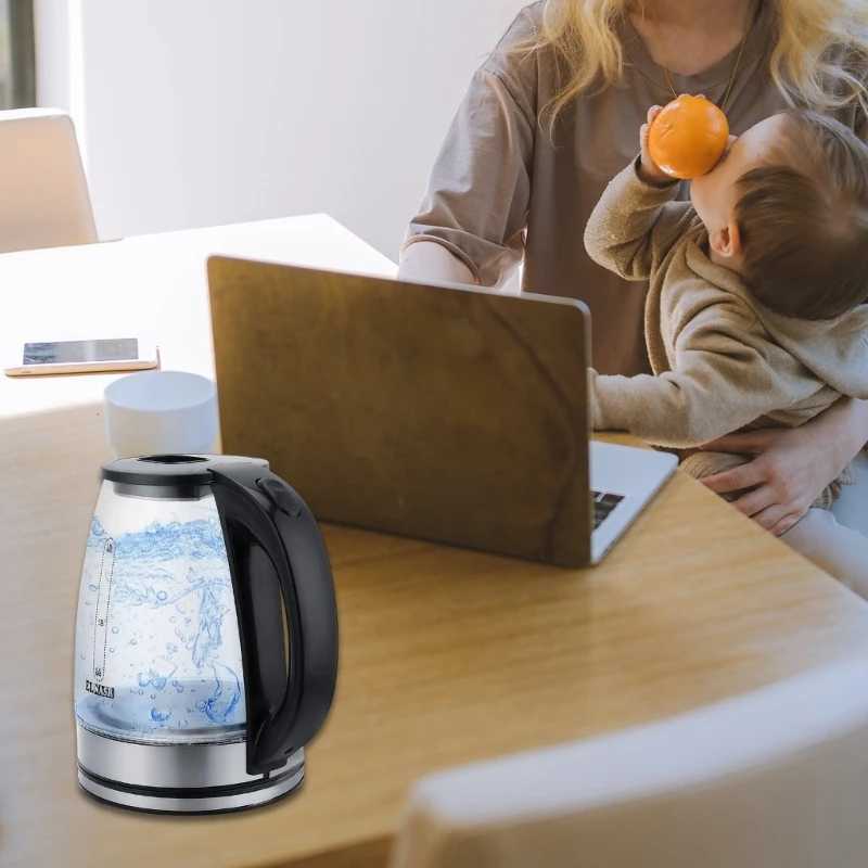 1.8L electric kettle blue light stainless steel coffee machine automatic shutdown 220V smart kettle household appliances Y241102
