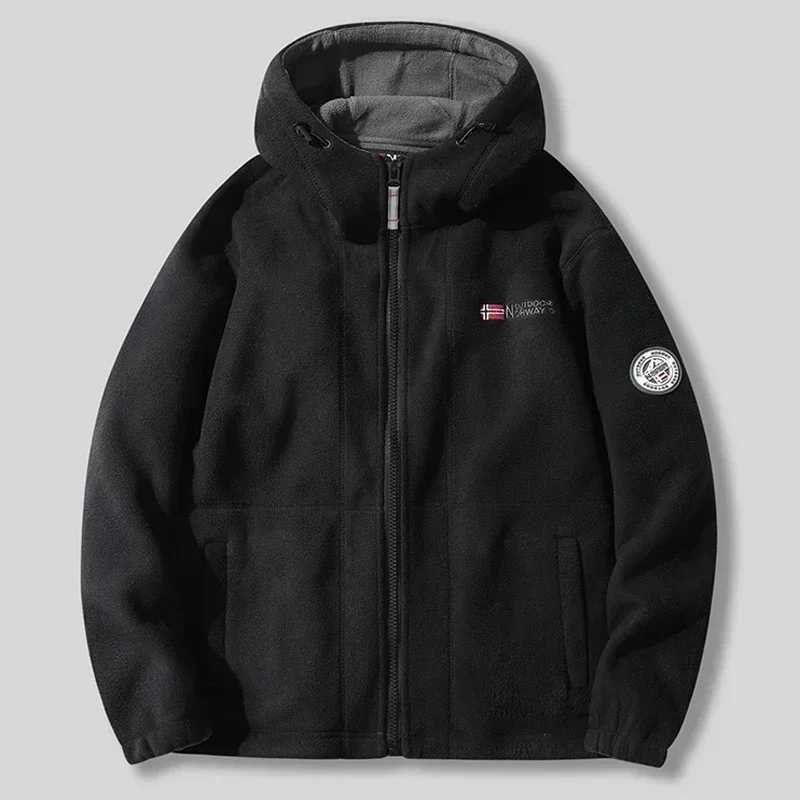 Mens Flce Jacket Autumn/Winter Fashion Soft Wool Warm Work Jacket Outdoor Mountain Skiing Hiking Fishing Hoodie Jacket W241102