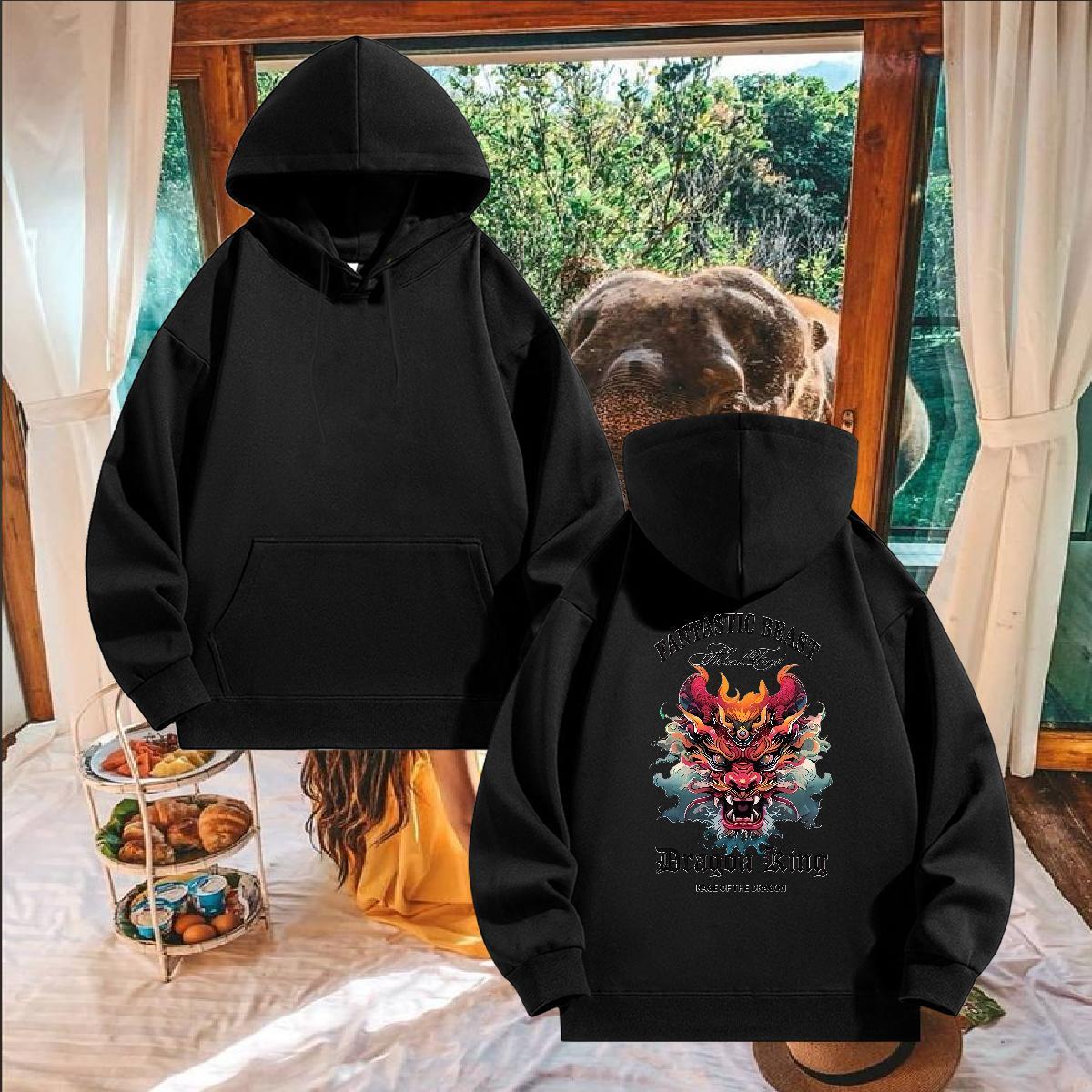 DIY Men Hoodie DIY Printed Popular Men's Hooded Sweatshirt Tops Autumn Winter 350g Cotton Long Sleeve Soft