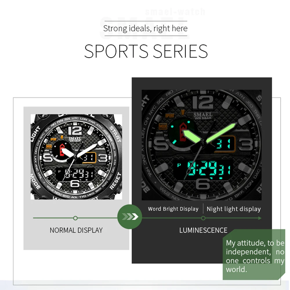 New Watches 2025 for Men Waterproof Clock Alarm new Dual Display Sport Wristwatch Quartz Digital Male Stopwatch 1545D