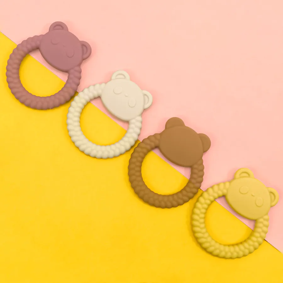 1PCS New Kawaii Panda Shape Teether Toys Silicone Teether Ring Baby Shower Gift Kid Teething new Toys 2025 Newborns Chewing Accessories
