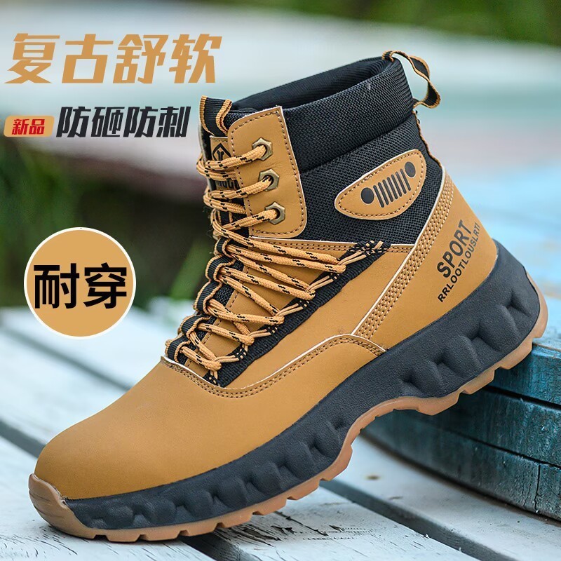 Safety shoes Mens anti smashing and anti piercing work shoes wear-resistant construction shoes high top safety shoes 201027