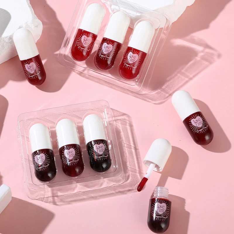3 pieces/box Colored dye liquid lipstick set waterproof mirror lip color watercolor colorless lipstick facial makeup W241101