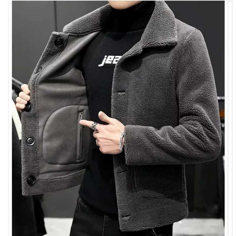 2023 autumn and winter new mens fashion trend suede double-sided leather jacket mens casual travel warm jacket W241102
