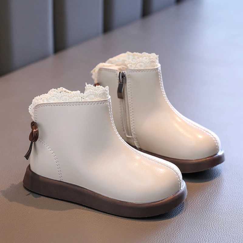 Sweet Girls Princess Winter Boots Elegant Lace Ruffle Childrens Boots Fashion Childrens Tight Cotton Boots M241102