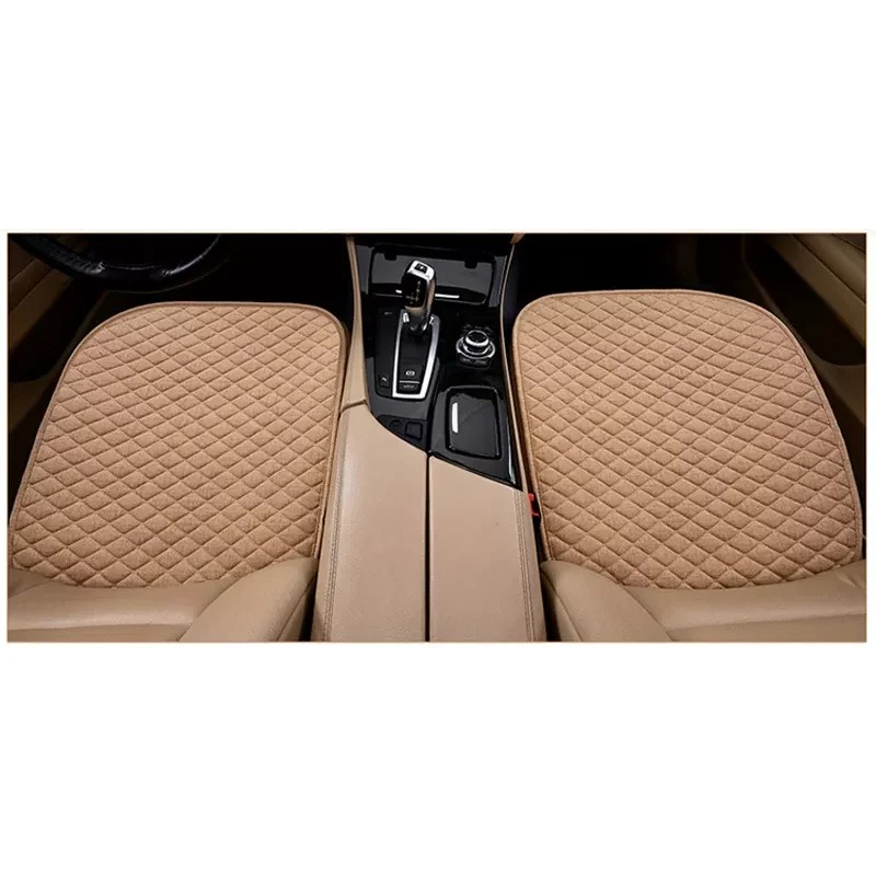 Flax Car Seat Cover Four Seasons Front Rear Linen Fabric Cushion Breathable Protector Mat Pad Auto Accessories Universal Size
