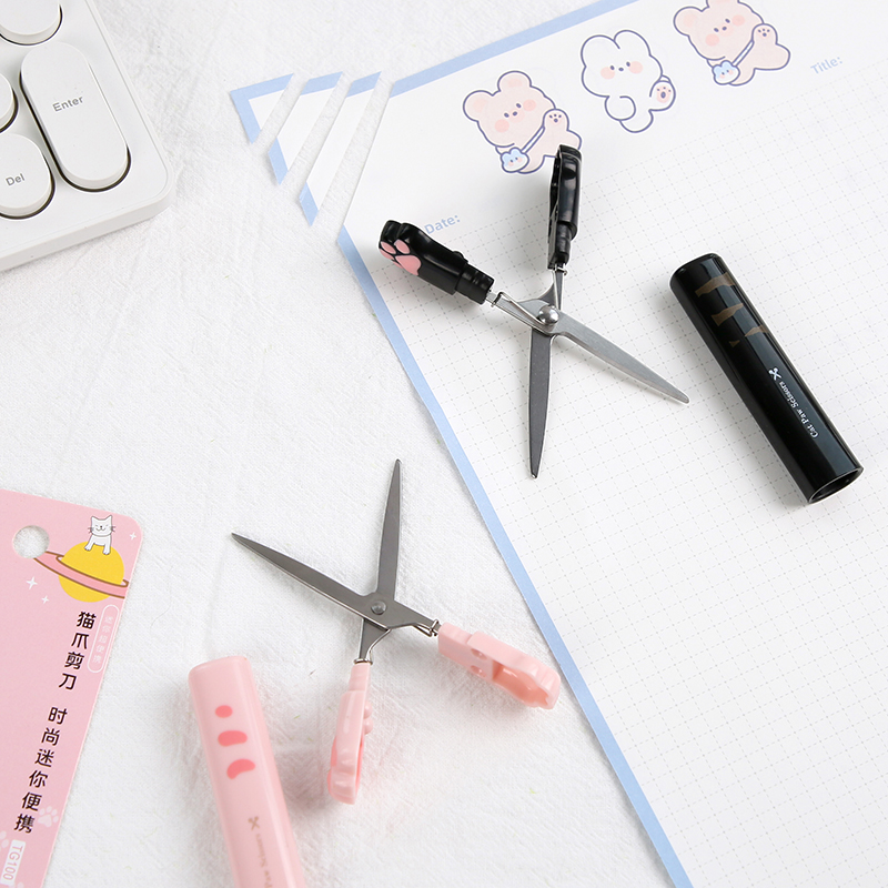 Kawaii Cat's Paw Stationery Scissors Springback Cute new Mini Crop 2025 Tool Junk Journal Scrapbooking Accessories For School Supplies