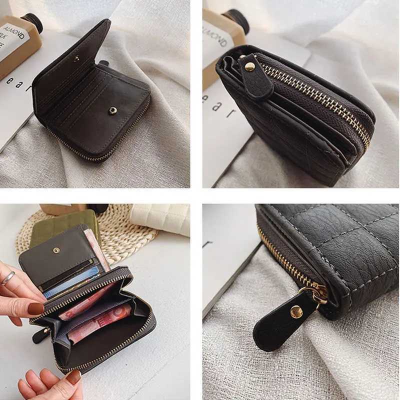 Women Fi Small Zipper Wallet with Coin Purse PU Leather Plaid Purses Ladies Cute Mini Korean Versi Small Card Pack New InXJ241111