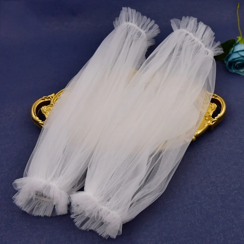 Detachable 2025 Elastic new Sleeves Bride Wedding Arm Cover Decorate White Black Ruffle Puff Sleeve for Bridal Accessories Gloves