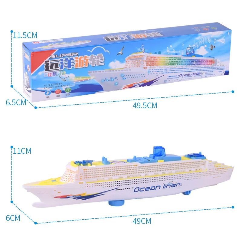 49CM Ship Plane Toy Model Electric Universal Ocean Liner Ship with Sound Music 2025 Cruises new Boat Toy For Children Automatic Steering