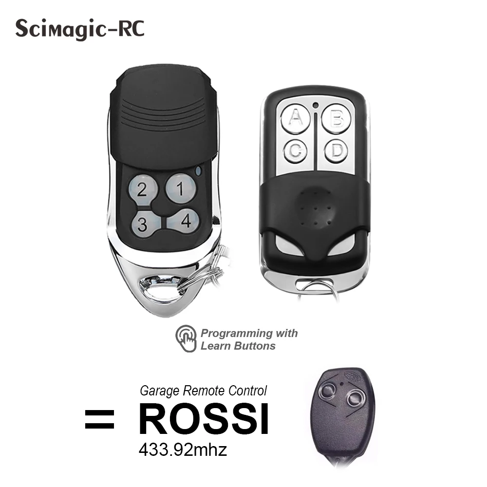 Compatible ROSSI Remote Control Transmitter for Garage Gate 433.92mhz Rolling Code