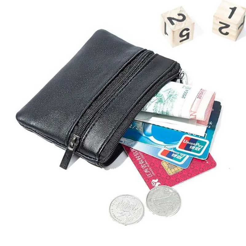 Men Coin Purse Black Leather Single Zipper Multi-Functi Mobile Phe Coin Purse Fi Men Mini WalletXJ241111