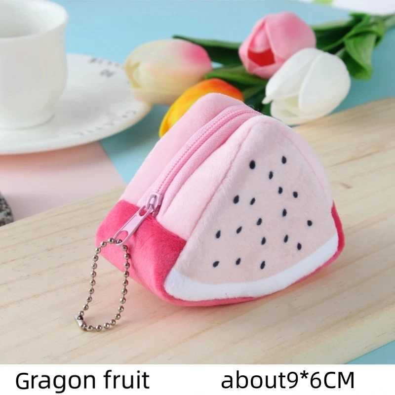 Carto Fruit Plush Coin Wallet cute Fruit Triangle Coin Purse carto watermel mini Storage Bag Pendant Childrens Gifts 10cmXJ241111