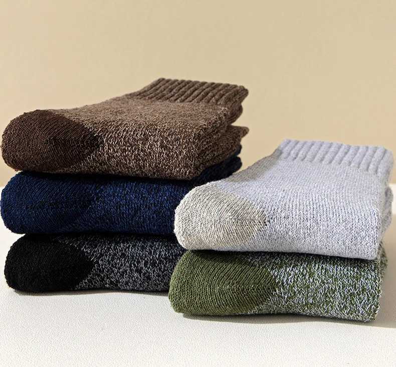 5 Pairs Merino Wool For Men Super Thick Hiking Thermal For Cold Weather LX241102