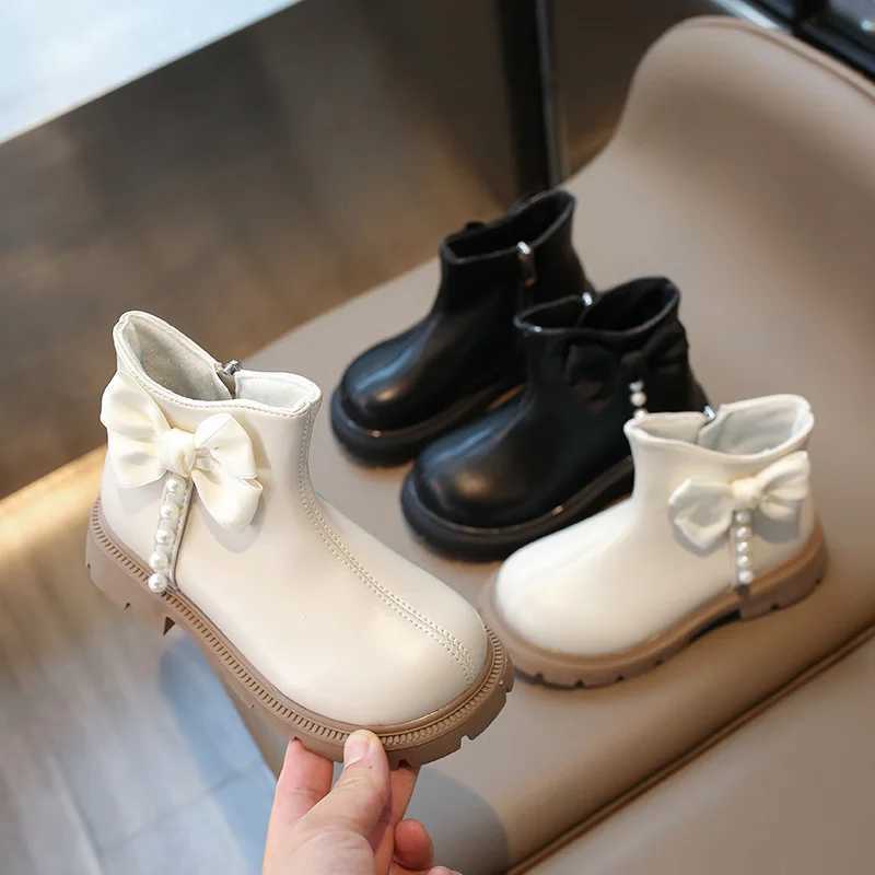 New Autumn Winter Girls Princess Boots Sweet Bow Childrens Fashion Boots Shoulder Version Elegant Childrens Ankle Boots Round Toes M241102