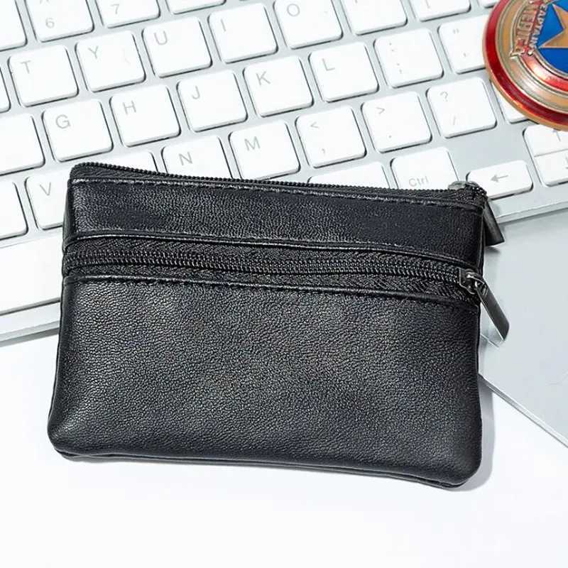 Men Coin Purse Black Leather Single Zipper Multi-Functi Mobile Phe Coin Purse Fi Men Mini WalletXJ241111