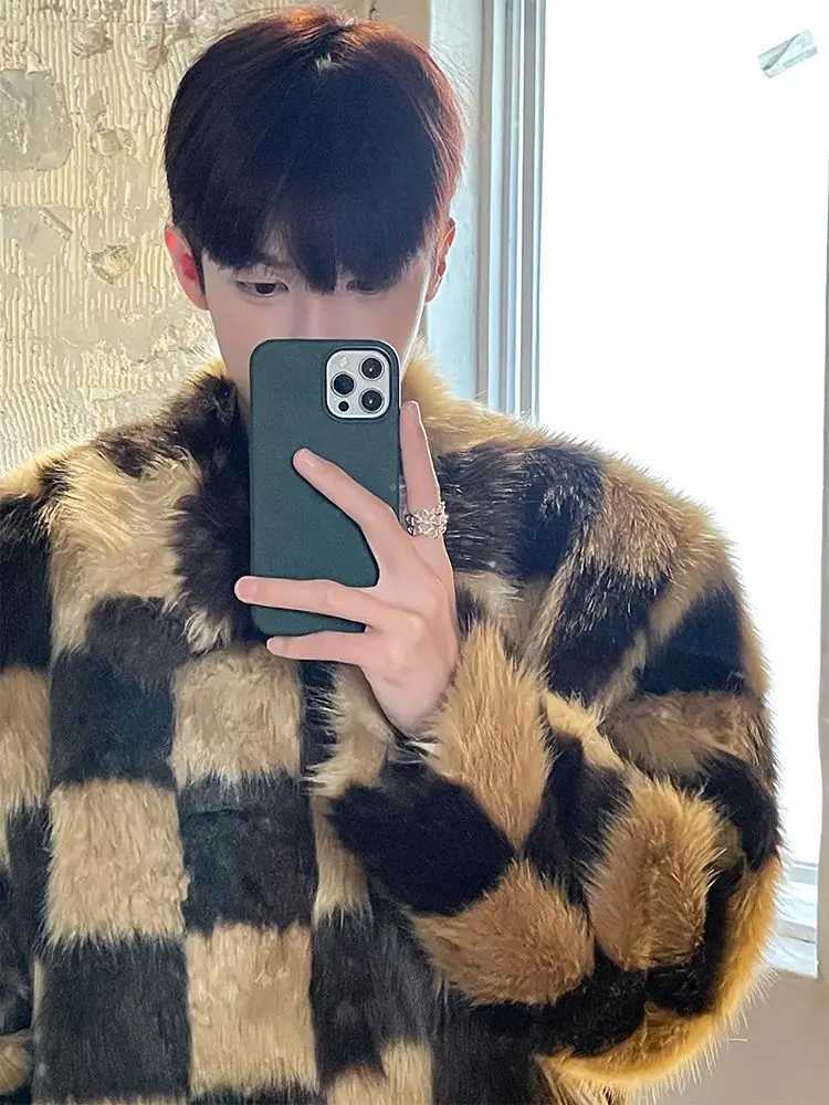2023 Winter and Autumn New Style Product Faux Fur Mens Coat Thicken Jacket Contrast Colors Plus Sizes Faux Fur Coats V104XJ241102
