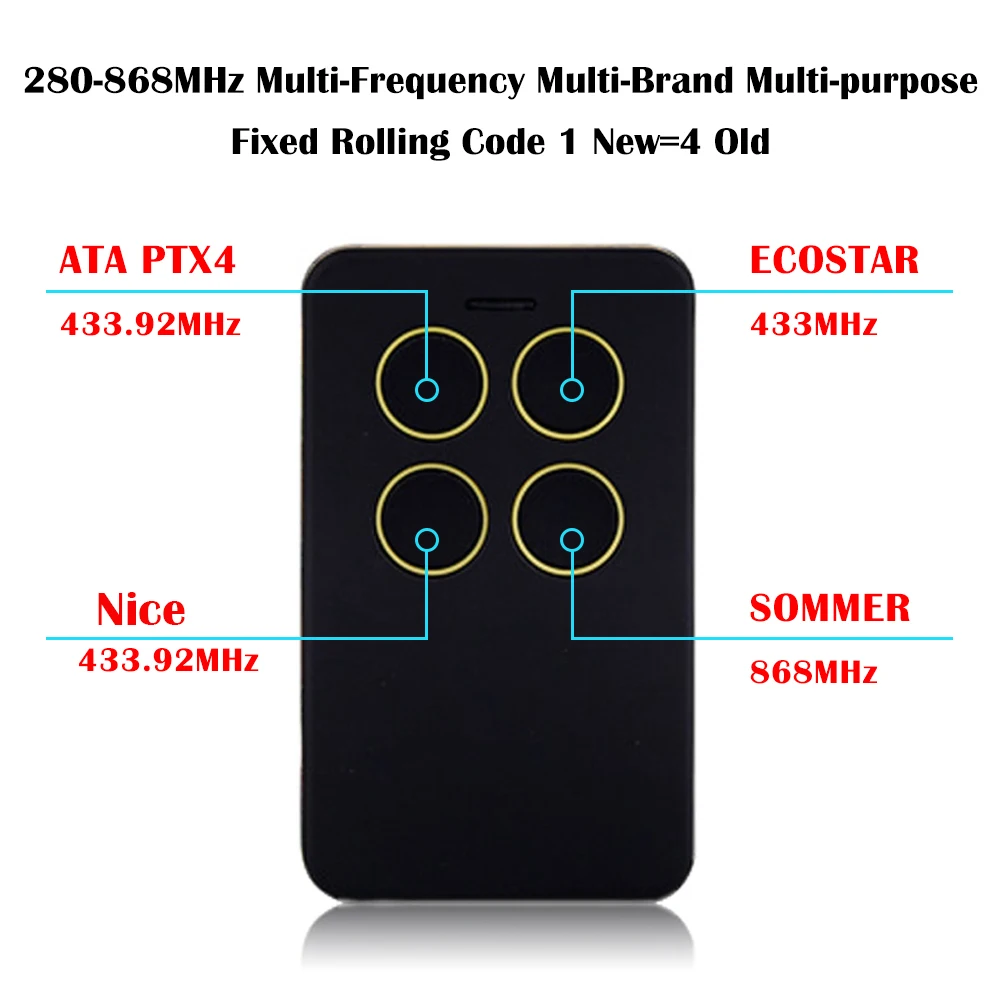 Universal Multi-frequency 280-868mhz Garage Door Remote Control Duplicator 315 433MHZ 868MHZ Command Clone Gate Door Opener