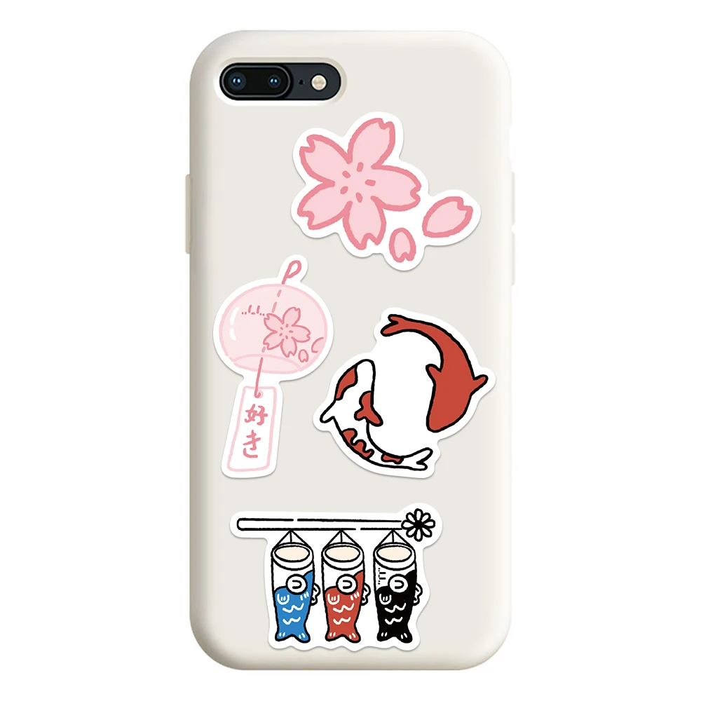 50Pcs Japanese 2025 Style Stickers Peace Amulet Carp Streamer Aesthetic Decals Graffiti Stickers Waterproof Skateboard Laptop new Kid Toy