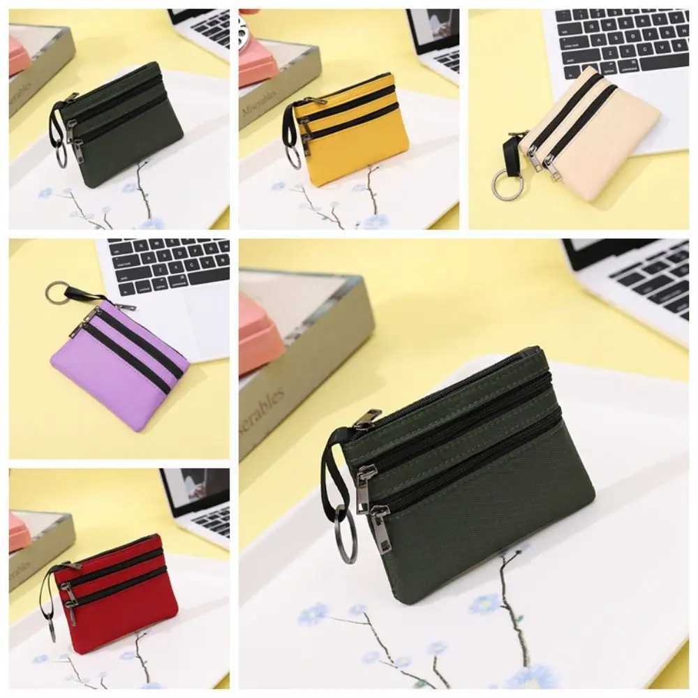 Korean Style Ox Cloth Coin Purse Double Zipper Canvas Small Item Bag Coin Purse Wallet Card Storage Bag WomenXJ241111