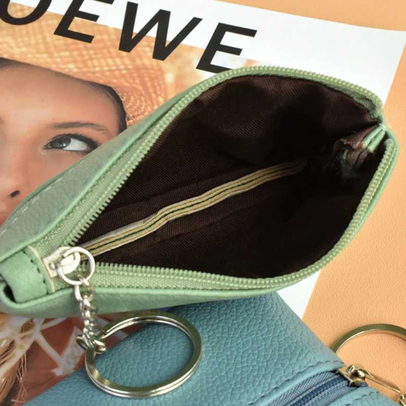 2 Pouch Pocket Wallets Women Small PU Leather Coin Purse Zipper Change Mey Bags Key Holder Case ID Card Holde Zipper PursesXJ241111