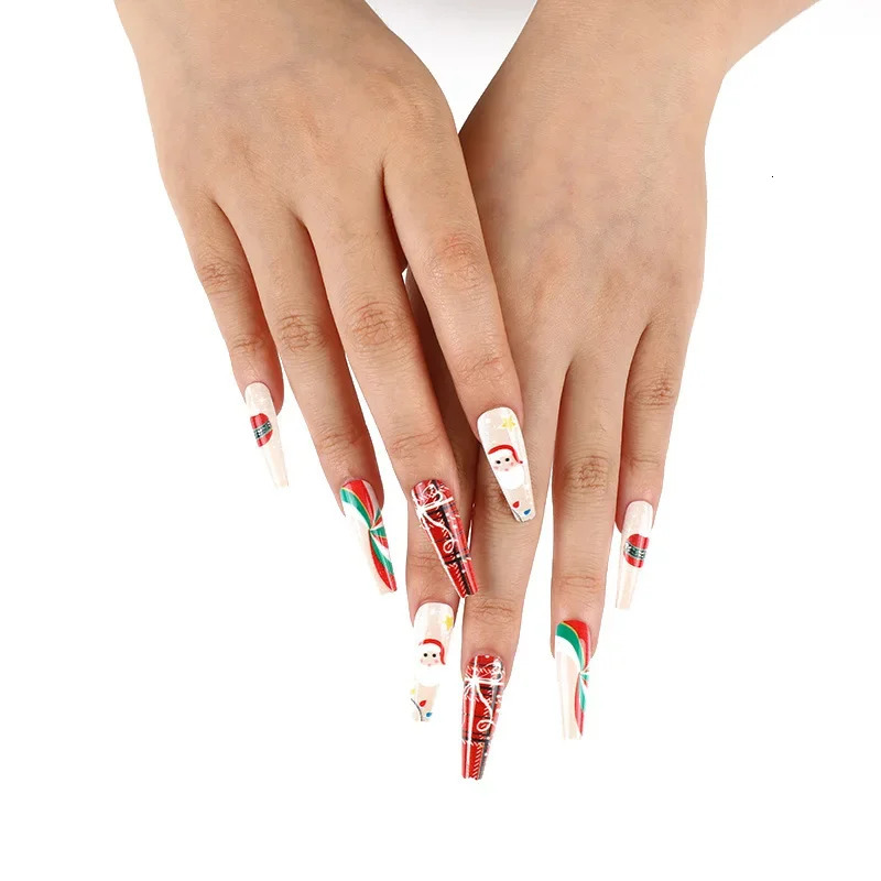 24 pieces/bag Ballet Artist Nail Ballet Artist Nail Christmas Collection Wearing Nail Christmas Tree Fake Nail Accessories 241031
