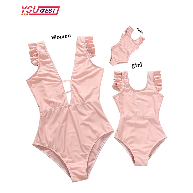 Summer new Matching Family Bathing Suits Mother Girl Bikini 2025 Swimsuit For Mom and Daughter Swimsuits Female Baby Kids Beach Swimwear