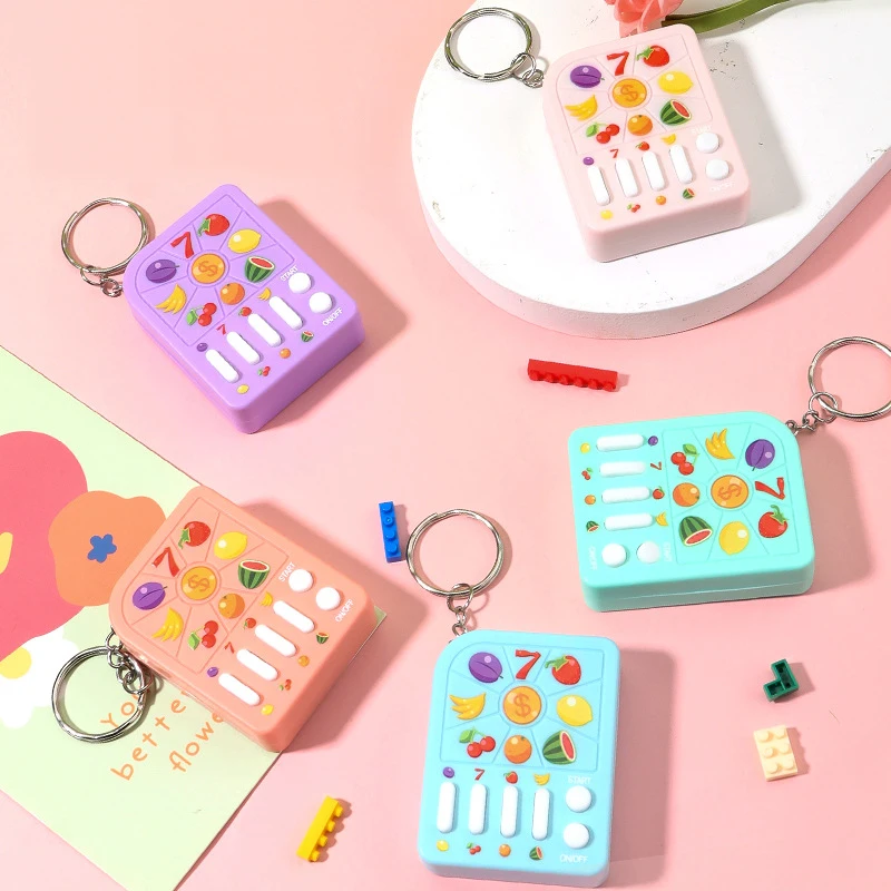 Lucky Jackpot Mini Fruit Game Machine Winning Digital Game Machine Keychain Children's Funny Educational Toys Gift