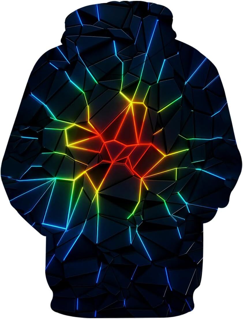 Hoodie for Mens Womens Unisex Colorful Graphic Hoodies 3D Print CoolFantastical geometric lines visual nerve for Men and Women sweatshirt Pullover Lon