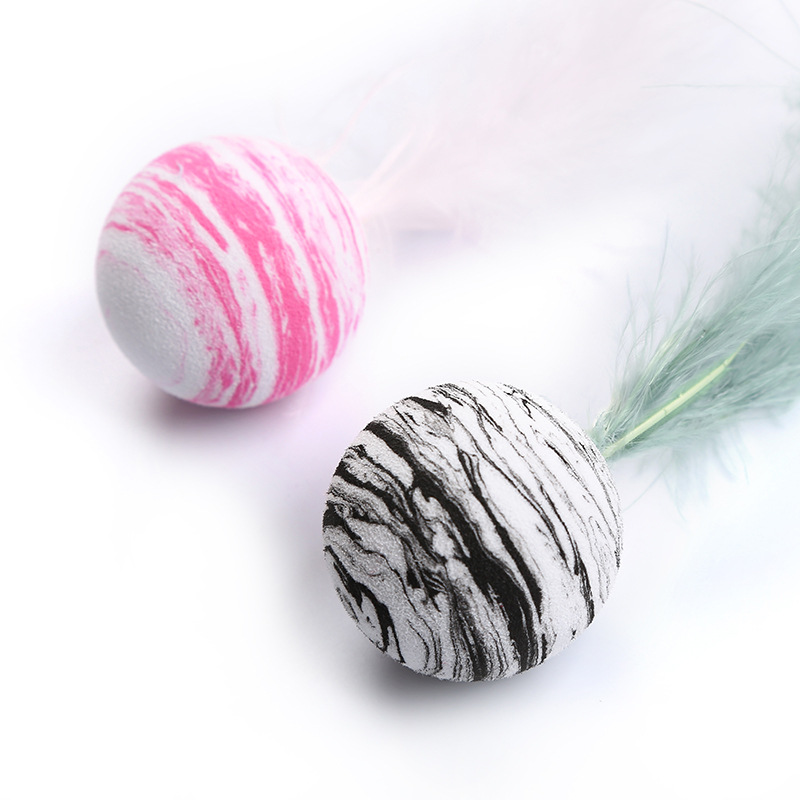 1pc Funny Cat Toy EVA Material Starry Sky Texture Colorful Feathers Ball Toy Kitten Puppy Interactive Chasing Toys Pet Supplies