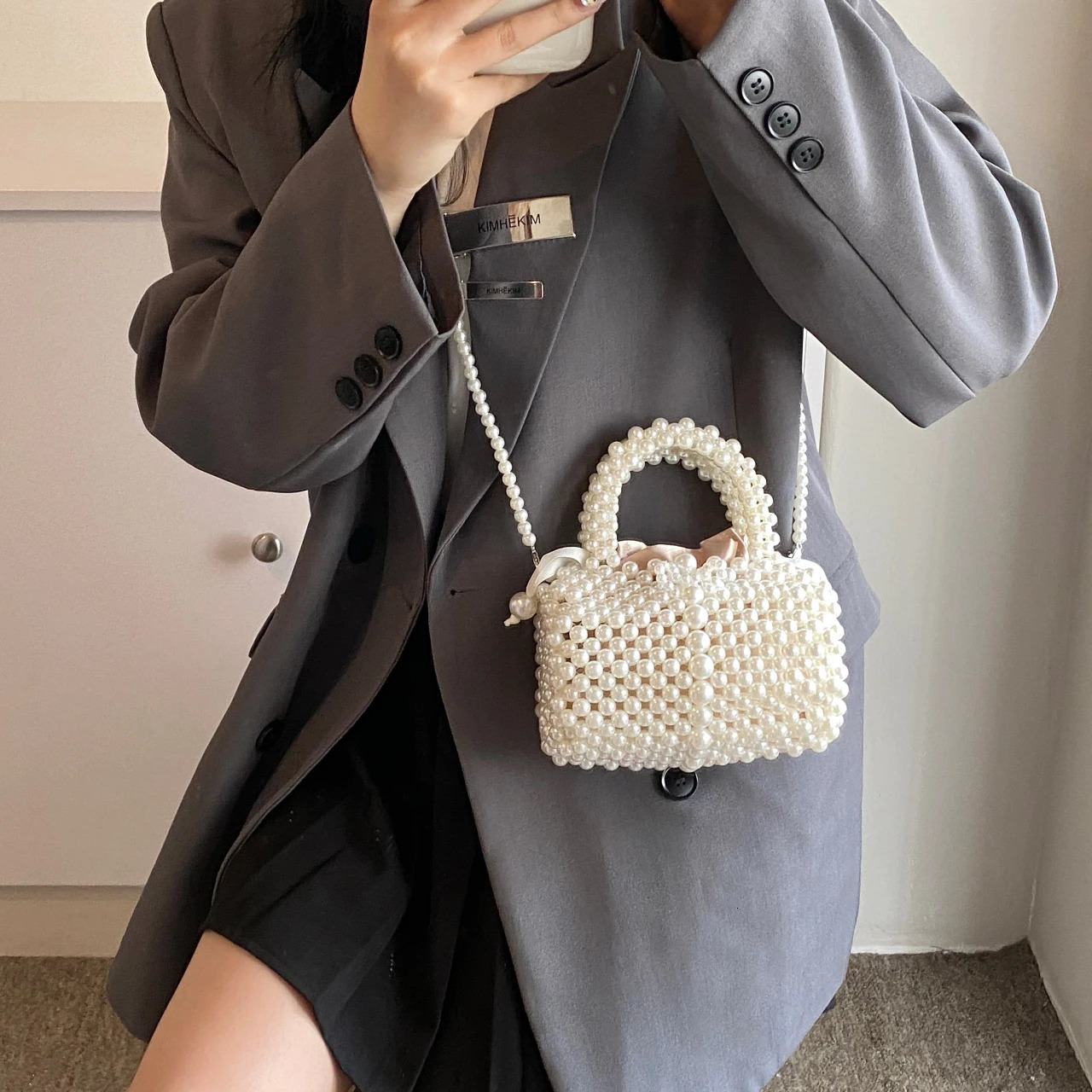 Pearl Night Bag Party Wallet Wedding Clutch Bag Summer Handmade Beaded Handbag Ten Font Mini Phone Bag 241031