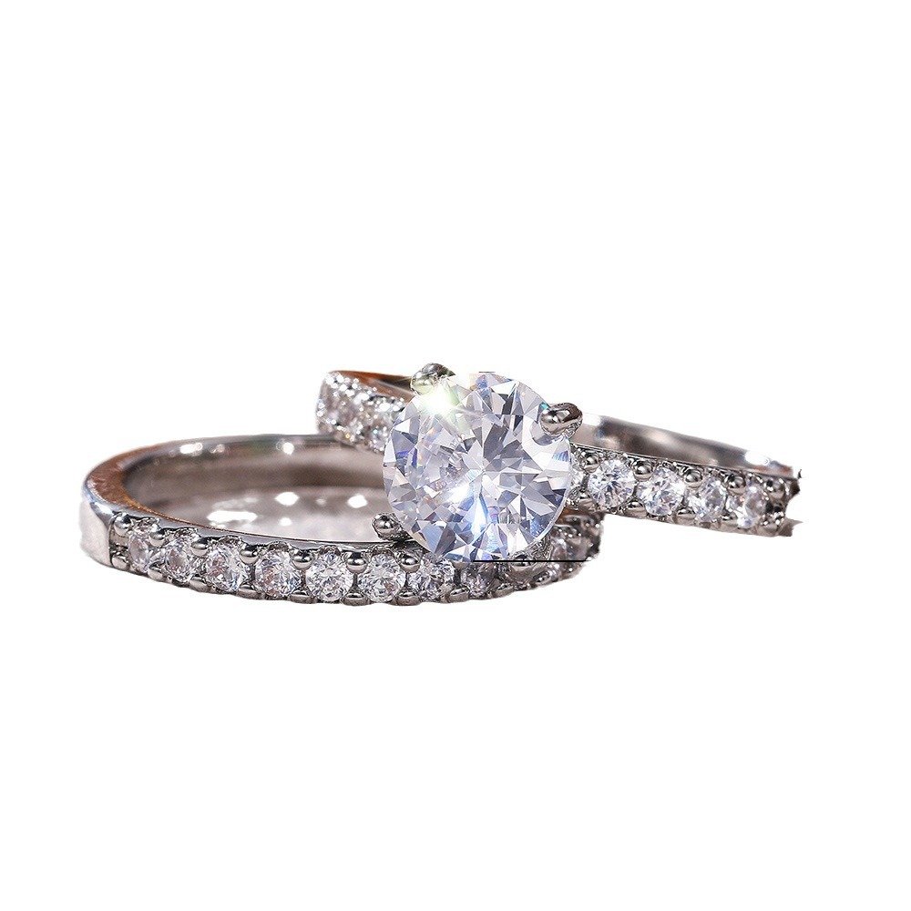 Couple Rings Set: Sterg Sier 5A Cubic Zirconia Eternity Bridal Jewelry