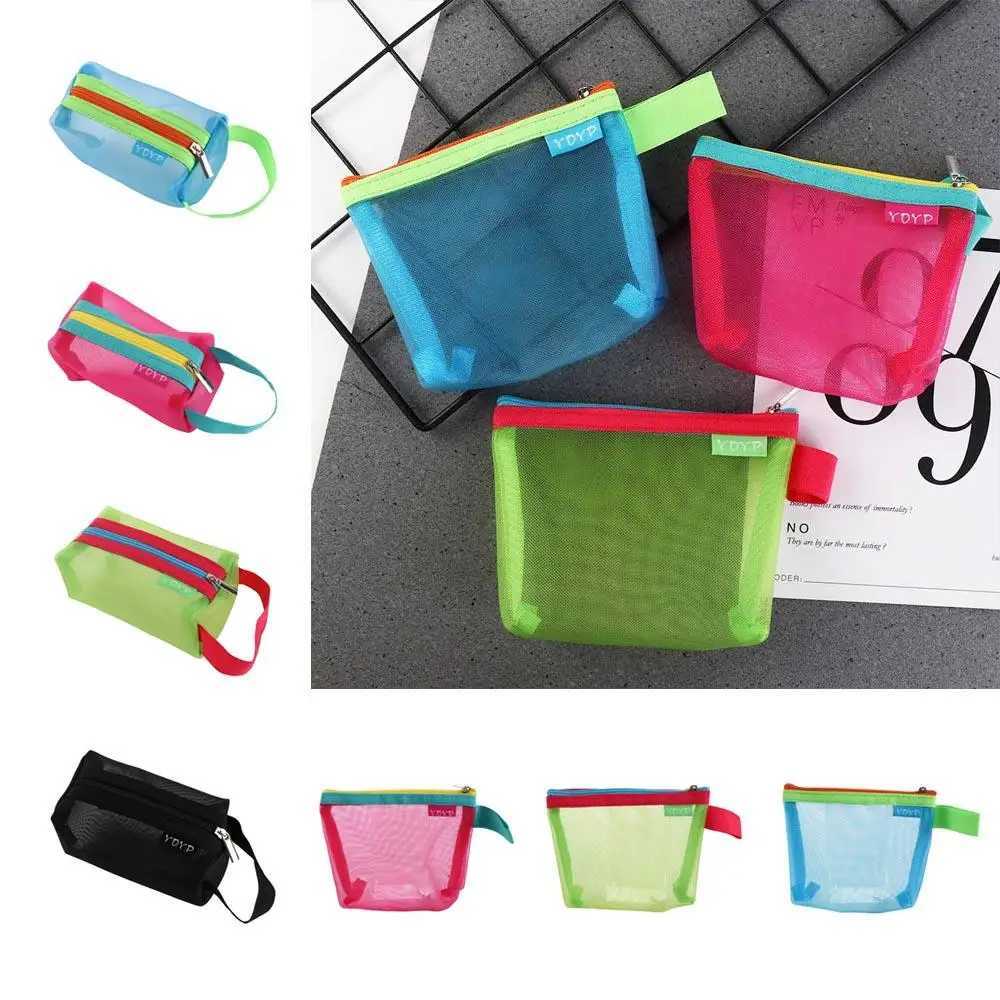 ID Holder Mesh Storage Bag Lipstick Bags Zipper Pouch Small Coin Purse Transparent File Bag Travel OrganizerXJ241111