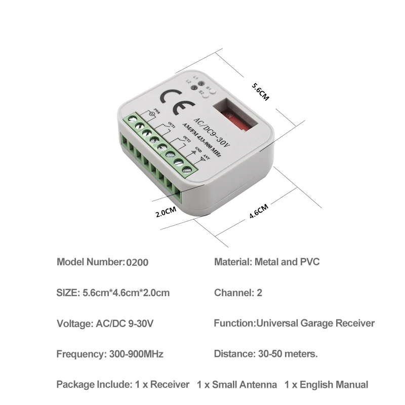 Universal Garage Receiver 300-900MHz RX-Multi Frequency Switch 2025 Module For 433 new 868Mhz Remote Control Transmitter Gate Door Opener